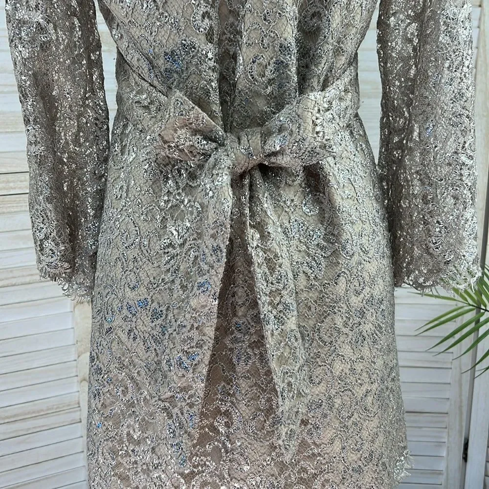 Corey Lynn Calter Anthropologie Metallic Lace Skater Mini Dress XS